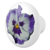 パープルとホワイトのパンジーカラフルフローラ セラミックノブ (右)