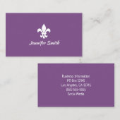 パープルとホワイトのフルール・ド・リス 名刺 (正面/裏面)