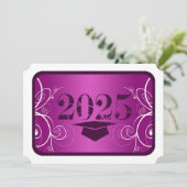 パープルとホワイトのフレーム 卒業パーティー 招待状 (スタンド正面)