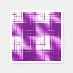 パープルとホワイトのボールドチェック柄デザイン スタンダードカクテルナプキン