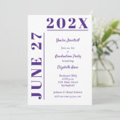 パープルとホワイトの卒業パーティー 招待状 (スタンド正面)