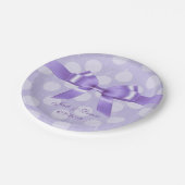 パープルとホワイトの水玉模様プレート ペーパープレート (アングル)
