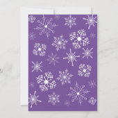 パープルとホワイトの雪の結晶 クリスマスカード 招待状 (裏面)