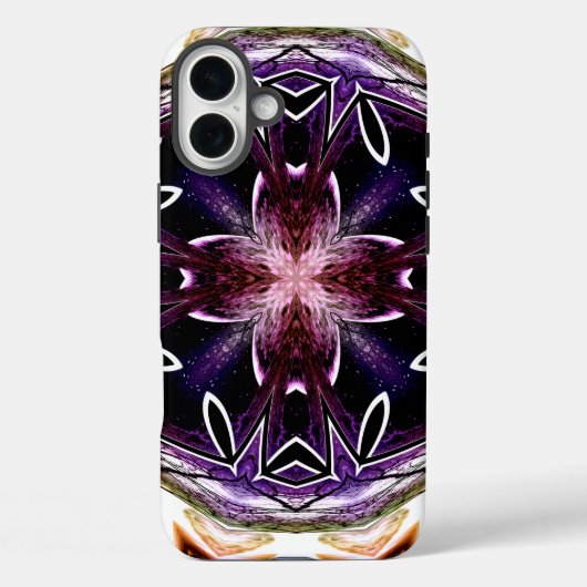 パープルとマゼンタのコズミック・カレイドスコープ柄 Case-Mate iPhoneケース (裏面)