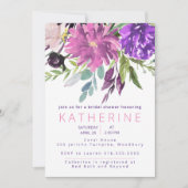 パープルとマーブの水彩花のブライズシャワー 招待状 (正面)