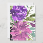 パープルとマーブの水彩花のブライズシャワー 招待状 (裏面)