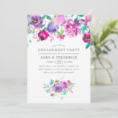 パープルとミントフローラ婚約パーティ招待 招待状 (スタンド正面)