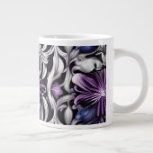 パープルとライトパープルの花の抽象芸術 ジャンボコーヒーマグカップ (右)