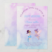 パープルとライトブルーのベビーシャワー招待状 セーブザデート (正面/裏面)