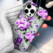 パープルとライラックのモノグラムフラワー Case-Mate iPhoneケース