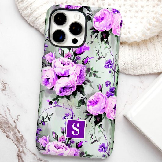 パープルとライラックのモノグラムフラワー Case-Mate iPhoneケース