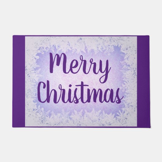 パープルとライラックの霜　メリークリスマス ドアマット (正面)
