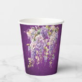 パープルとラベンダーの藤の花のブライズシャワー 紙コップ (裏面)