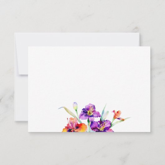 パープルとレッドの Iris カスタマイズ ノートカード (裏面)