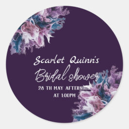 パープルと白の色が  爆発する  ブライダルシャワー ラウンドシール