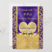 パープルと金ゴールドのキリスト教記念日招待状 招待状 (正面)