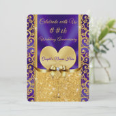 パープルと金ゴールドのキリスト教記念日招待状 招待状 (スタンド正面)