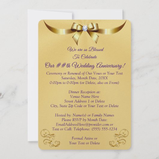 パープルと金ゴールドのキリスト教記念日招待状 招待状 (裏面)