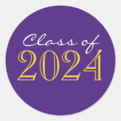 パープルと金ゴールドの卒業封筒用シールシール ラウンドシール (正面)