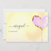 パープルと金ゴールドの誕生日パーティーの招待 招待状 (正面)