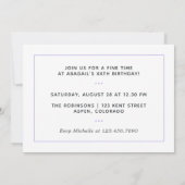 パープルと金ゴールドの誕生日パーティーの招待 招待状 (裏面)