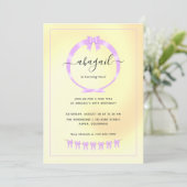 パープルと金ゴールドの誕生日パーティーの招待 招待状 (スタンド正面)