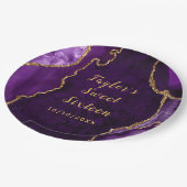 パープルと金ゴールドアガテマーブルSweet sixteen ペーパープレート (アングル)