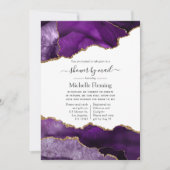 パープルと金ゴールドアゲートシャワーバイメール招待状 招待状 (正面)