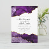 パープルと金ゴールドアゲートシャワーバイメール招待状 招待状 (スタンド正面)