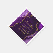 パープルと金ゴールドアゲート大理石結婚の スタンダードカクテルナプキン (角)