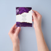 パープルと金ゴールドアゲート結婚式招待状 チラシ (手)