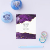 パープルと金ゴールドアゲート結婚式招待状 チラシ (シングル)