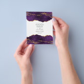 パープルと金ゴールドアゲート結婚式招待状 チラシ (手)