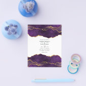 パープルと金ゴールドアゲート結婚式招待状 チラシ (シングル)