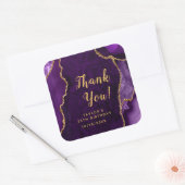 パープルと金ゴールドアゲート誕生日ありがとう スクエアシール (封筒)