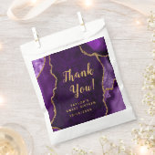 パープルと金ゴールドアゲートSweet sixteenありがとう フェイバーバッグ (クリップ留めされた状態)