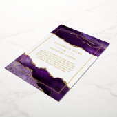パープルと金ゴールドアゲ結婚ートのゲストリストFoil Invi 箔招待状 (回転した状態)