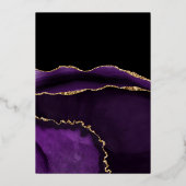 パープルと金ゴールドアゲ結婚ートのゲストリストFoil Invi 箔招待状 (裏面)