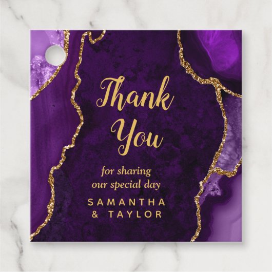 パープルと金ゴールドアゲ結婚ートの感謝 フェイバータグ (正面)