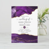 パープルと金ゴールドアゲ結婚ート 招待状 (スタンド正面)