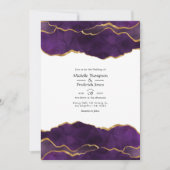 パープルと金ゴールドアゲ結婚ート 招待状 (正面)