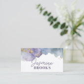 パープルと金ゴールドウォーターカラーラグジュアリー 名刺 (スタンド正面)