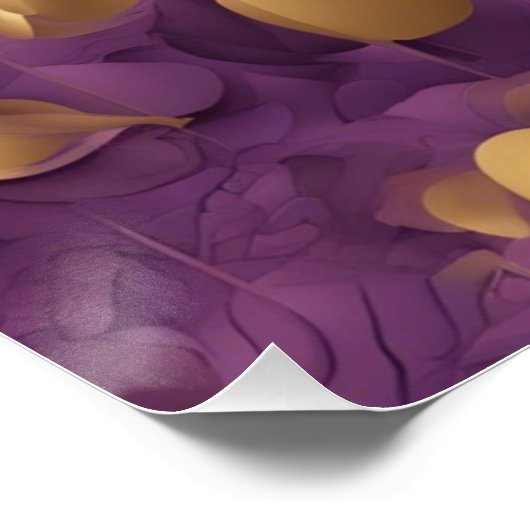 パープルと金ゴールドウォール抽象芸術アート ポスター (コーナー)