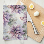 パープルと金ゴールドエレガンス キッチンタオル (四つ折り)