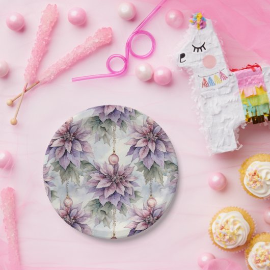 パープルと金ゴールドエレガンス ペーパープレート (パーティー)