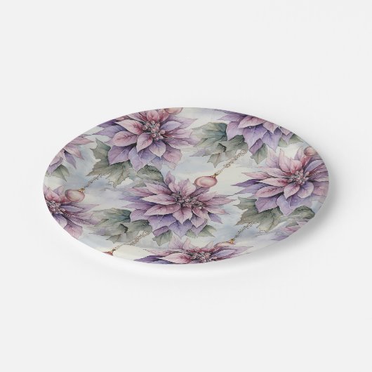 パープルと金ゴールドエレガンス ペーパープレート (アングル)