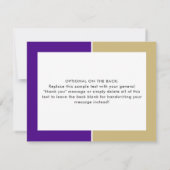 パープルと金ゴールドカレッジカラーブロックノートカード ノートカード (裏面)