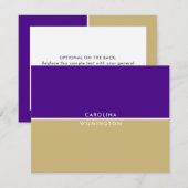 パープルと金ゴールドカレッジカラーブロックノートカード ノートカード (正面/裏面)