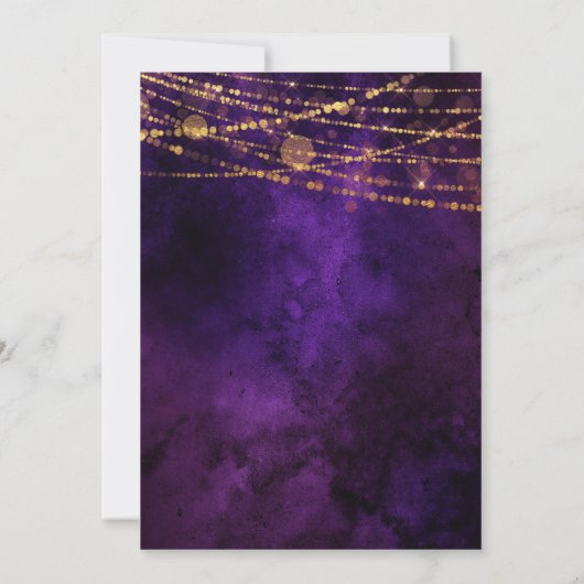 パープルと金ゴールドクリスマスバウブル21歳の誕生日 招待状 (裏面)