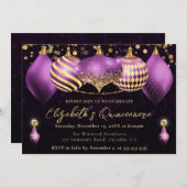 パープルと金ゴールドクリスマスボードブルキンセアニェラ 招待状 (正面/裏面)